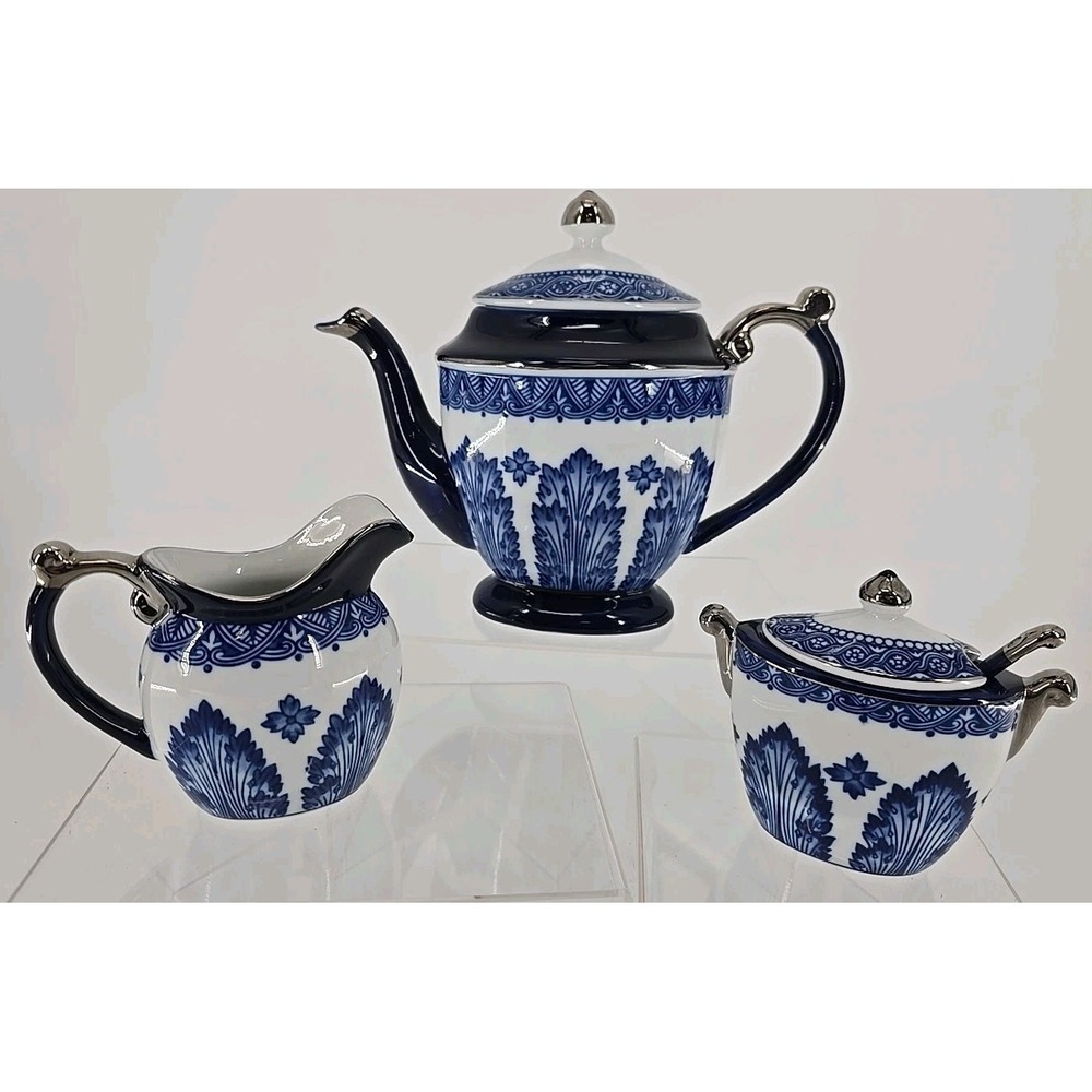 Bombay Co. Teapot, Creamer & Sugar Bowl with spoon! - Grace Pattern - Excellent!